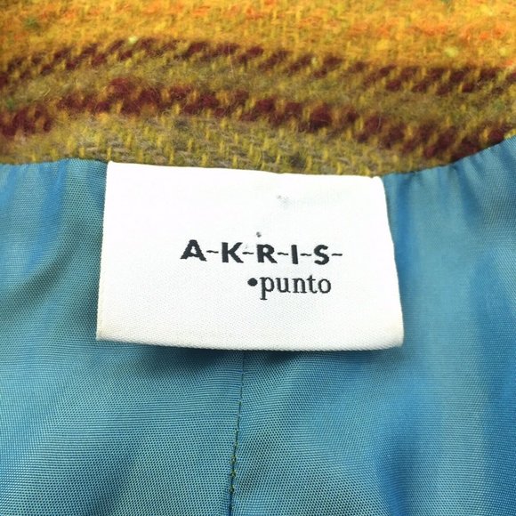 Akris Punto Blazer Jacket Womens 6 Green Multi Stripe Tweed Wool Mohair Zip Up - Picture 11 of 12